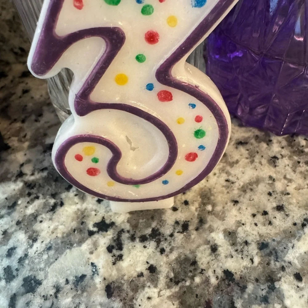 Colorful Number 3 Candle